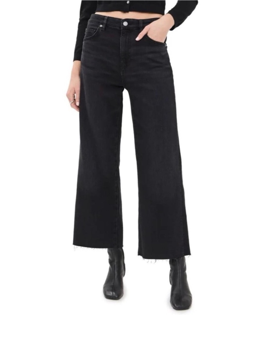 AG Adriano Goldschmied Black Wide Leg Jeans